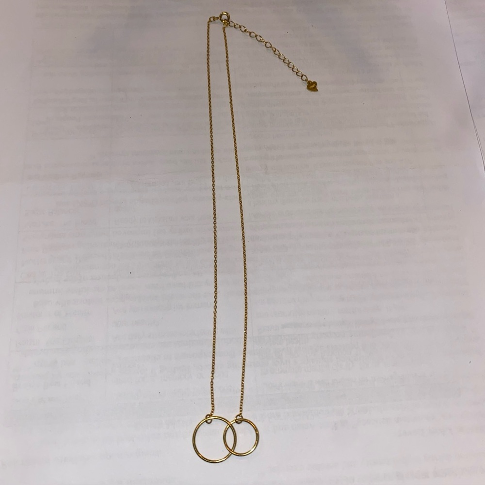 Sterling Silver 925 Gold Plated Interlocking Ring Necklace